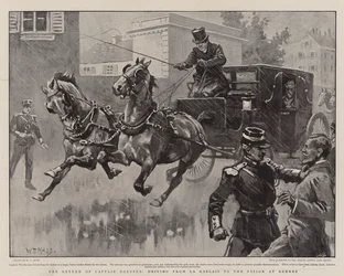 Die Rückkehr von Hauptmann Dreyfus, Fahrt von La Rablais zum Gefängnis in Rennes